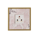 Framed intaglio with floral pattern on a white background