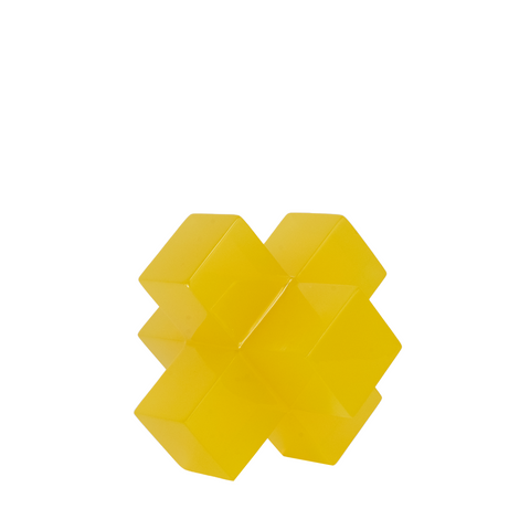 Jack shaped resin sculpture yellow