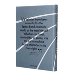 Book cover with a quote about James Bond vehicles on a white background