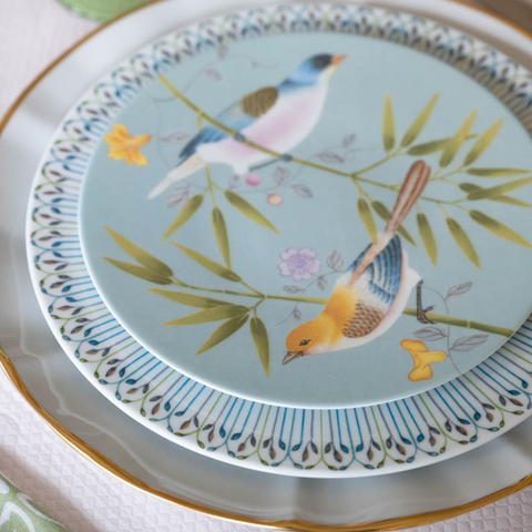 Paradis Turquoise Dessert Plate, Two Birds