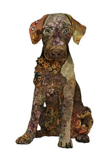Archival print on paper of a chocolate lab puppy made up of small pieces of paper