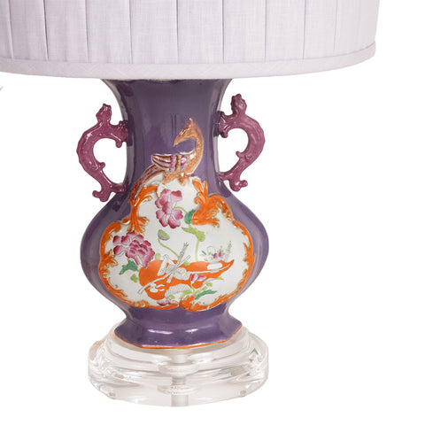 Purple Lamp with Custom Pleated Shade