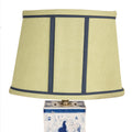 Blue and White Ceramic Lamp with Custom Green Shade