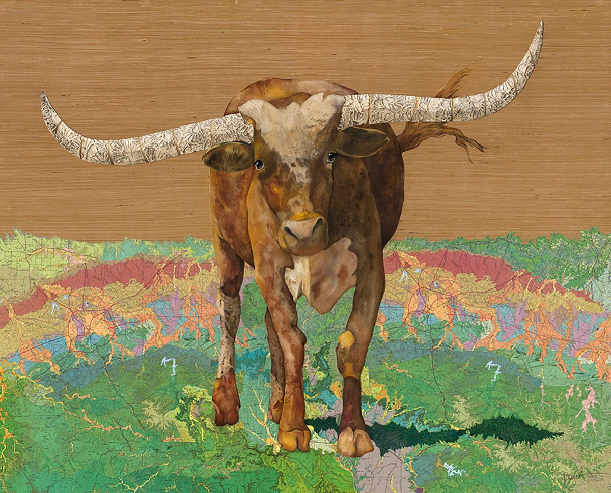 Brenda Bogart Art Print of longhorn collage