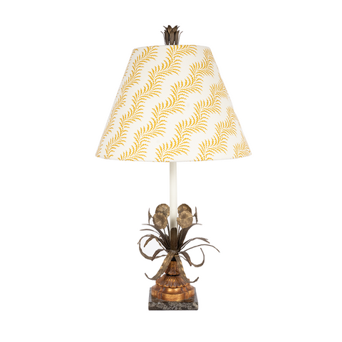 metal floral lamp with marble base