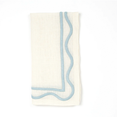 Light Blue Colorblock Embroidered Napkin