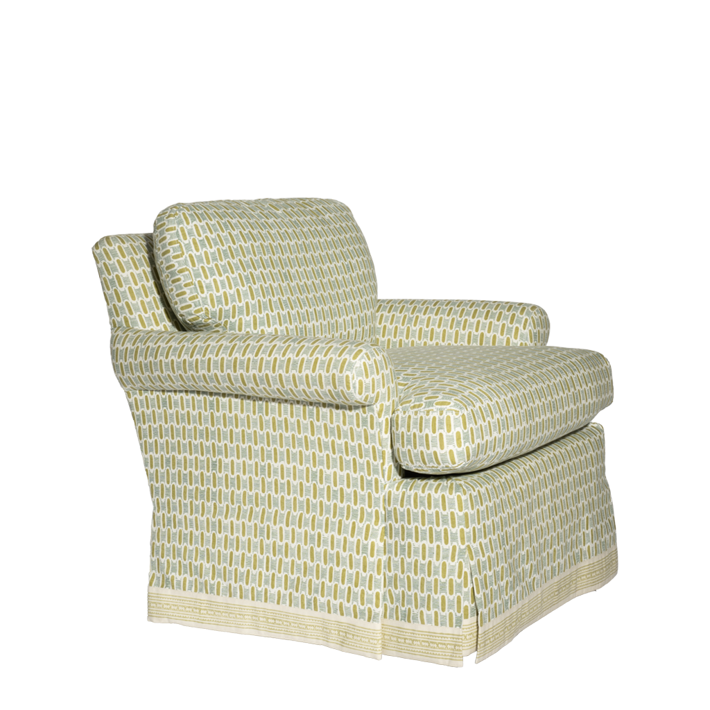 Patterned armchair on a white background
