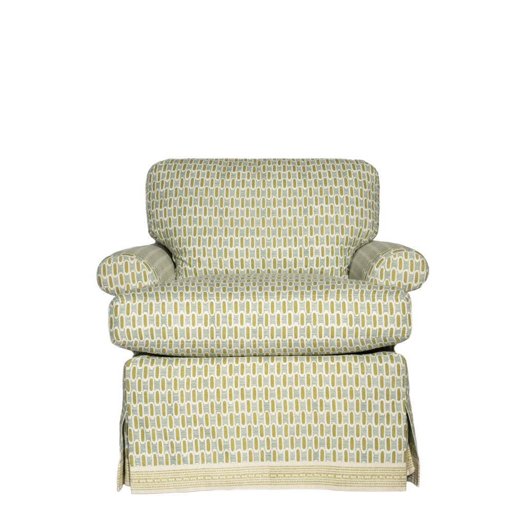 Patterned armchair on a white background