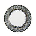 Dinner plate with blue and white wave a scallop design