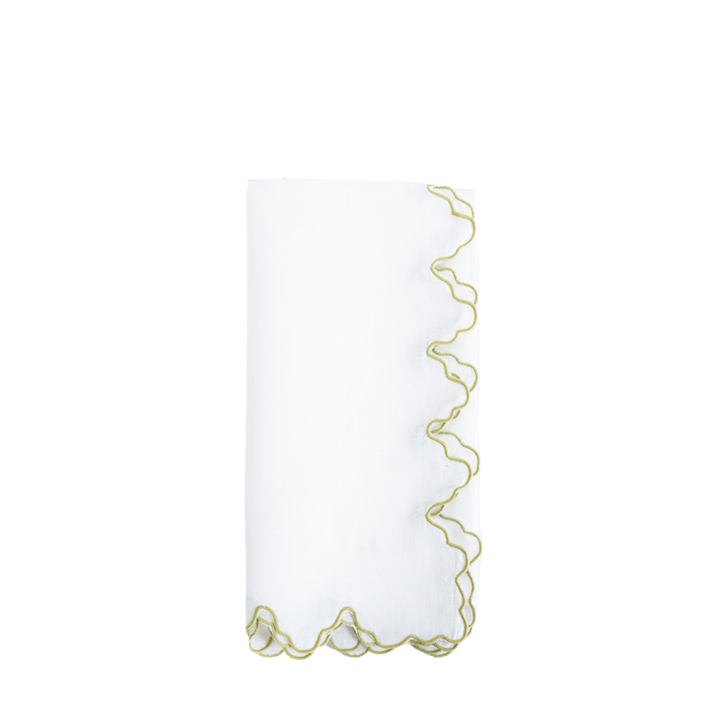 Notched Linen Napkin, Green