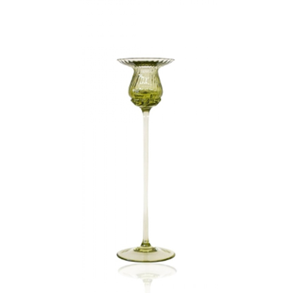 Green glass candlestick