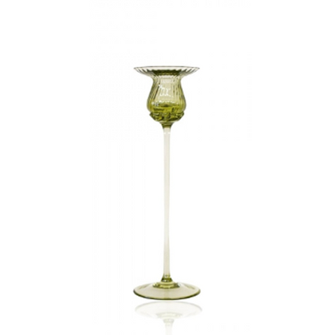 Green glass candlestick
