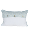Lumbar pillow back with blue and white diamond pattern