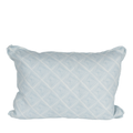 Lumbar pillow with blue and white diamond pattern