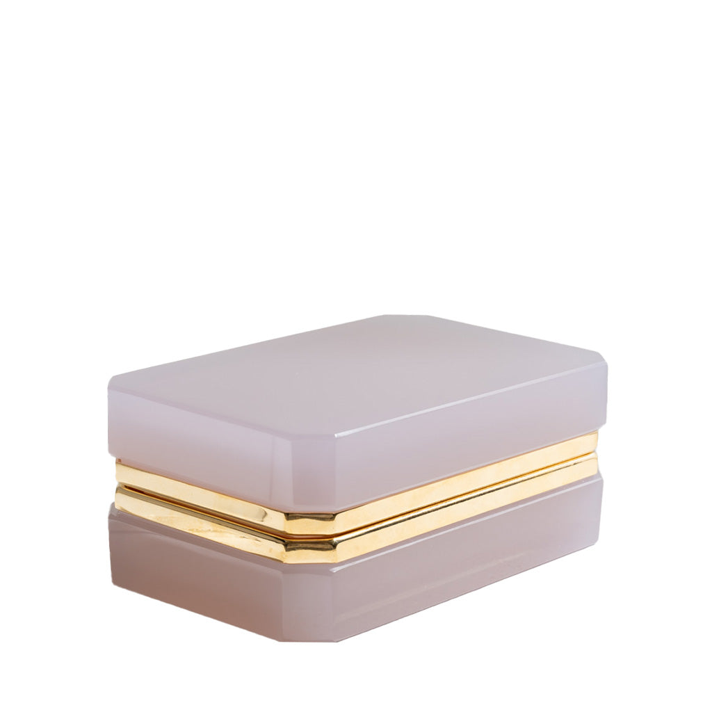 French Opaline Glass Casket Box, Lavender Haze