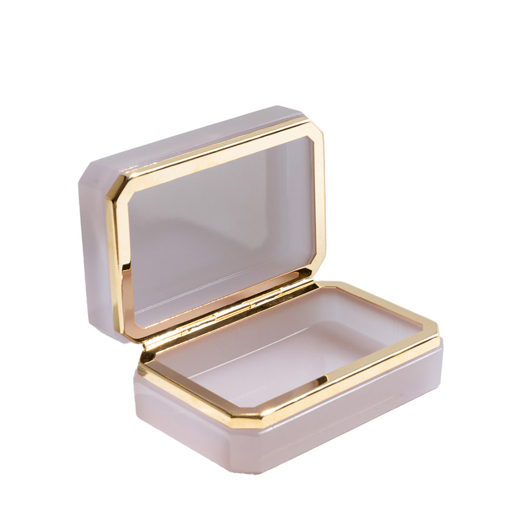 French Opaline Glass Casket Box, Lavender Haze