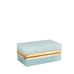 French Opaline Glass Casket Box, Pale Blue