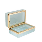 French Opaline Glass Casket Box, Pale Blue