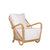 Charlotte Chair, woven rattan chair with white cushions