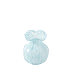 Clear glass vase with blue speckled design