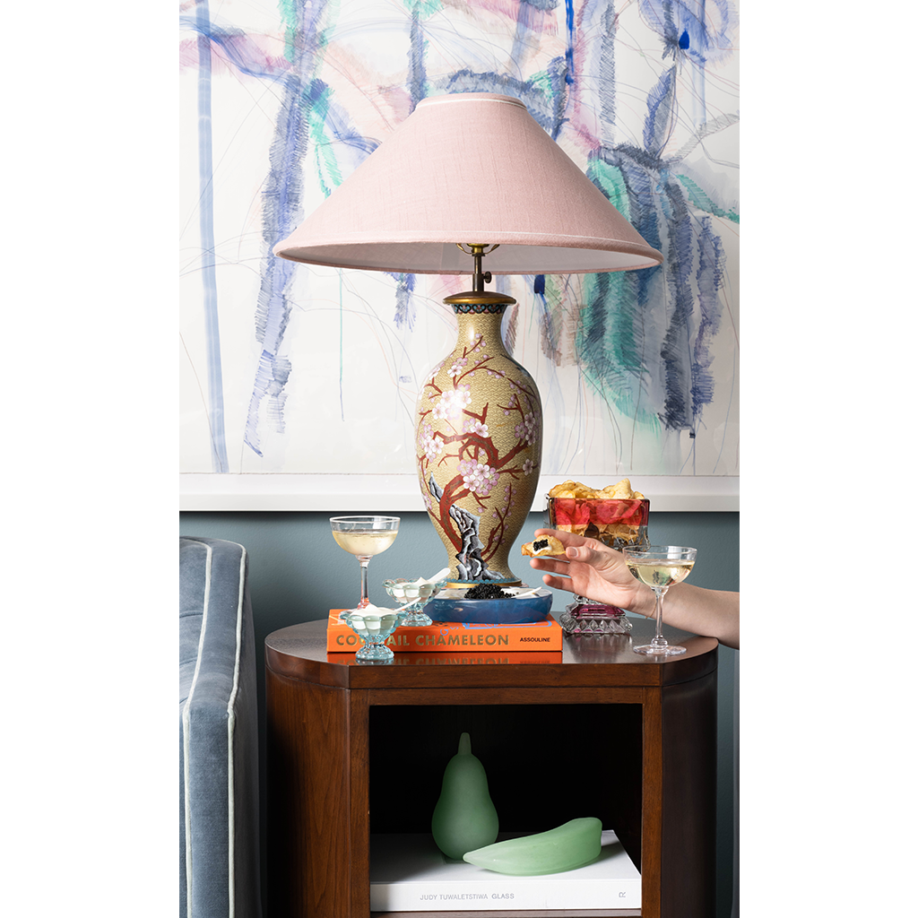 Cloisonne Lamp with Custom Pink Shade