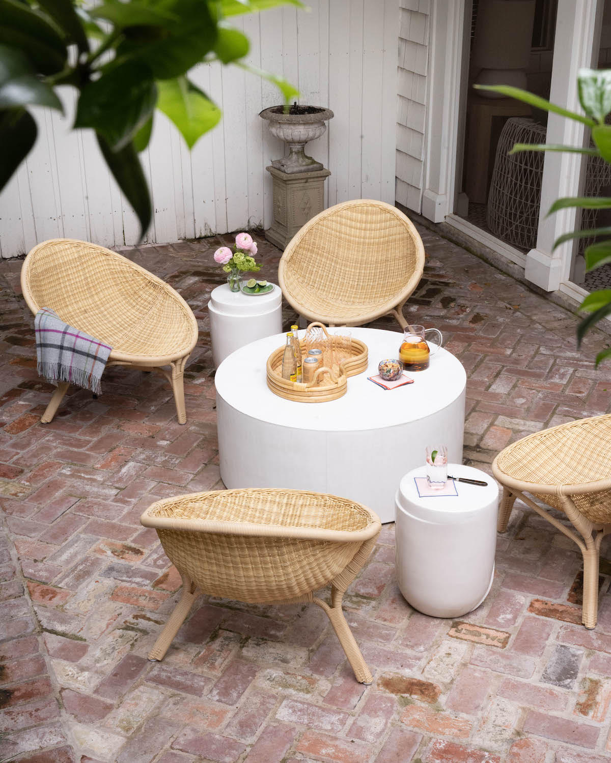 Patio with chairs and table