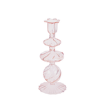 Pink Swirl Glass Candlestick