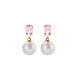 Pink pear shaped sapphires with a white pearl