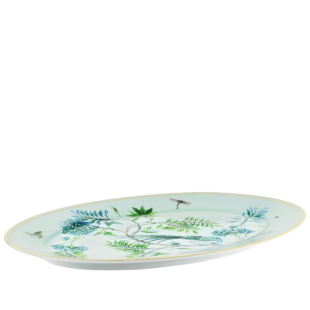 Secret Garden oval platter: side view