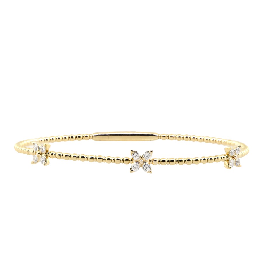 Diamond bangle with flowers