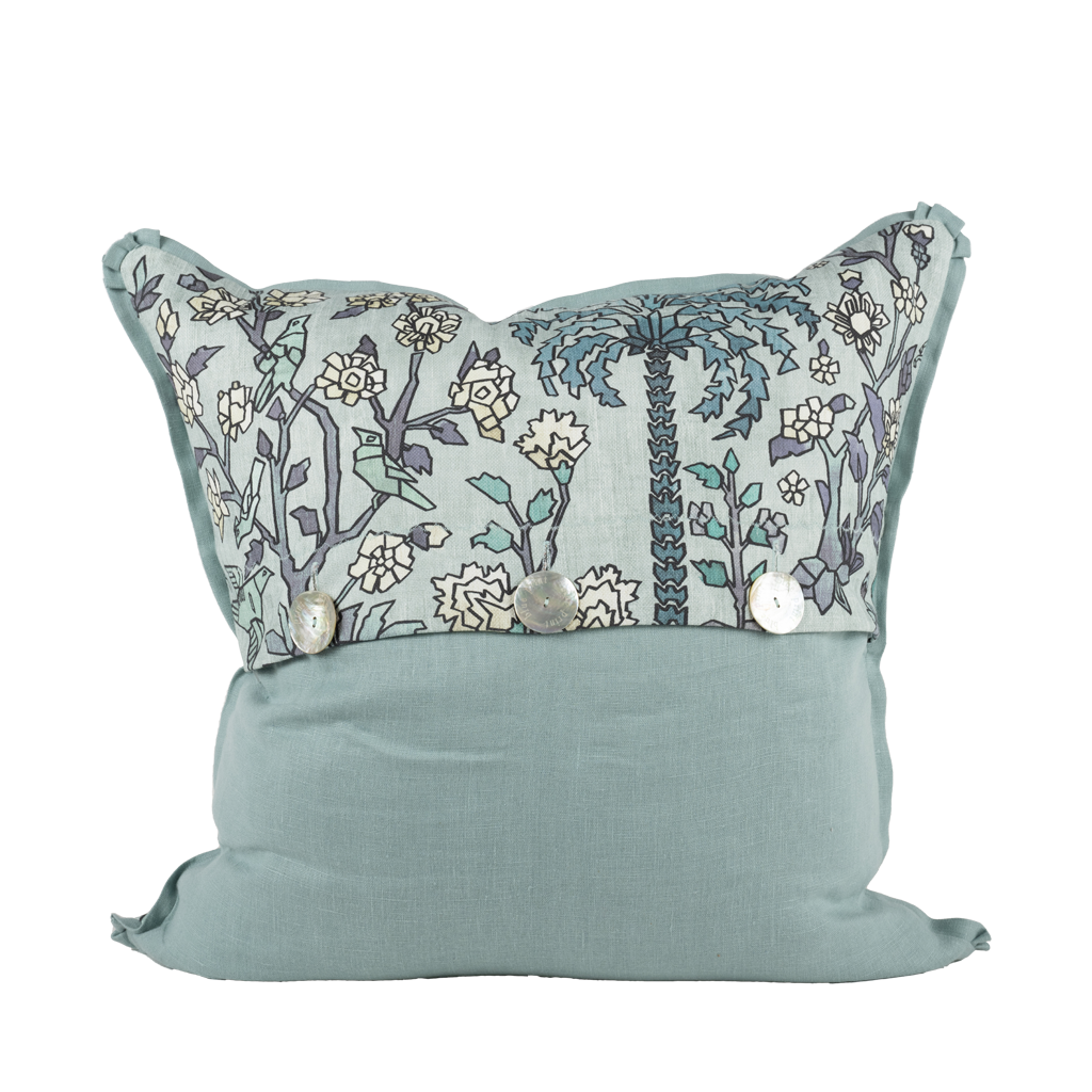 Square pillow with rainforest plant scene