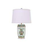 Famille Rose Lamp with Custom Lilac Shade