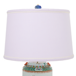 Famille Rose Lamp with Custom Lilac Shade