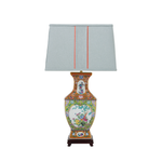 Royal Peacock Lamp with Custom Powder Blue Shade