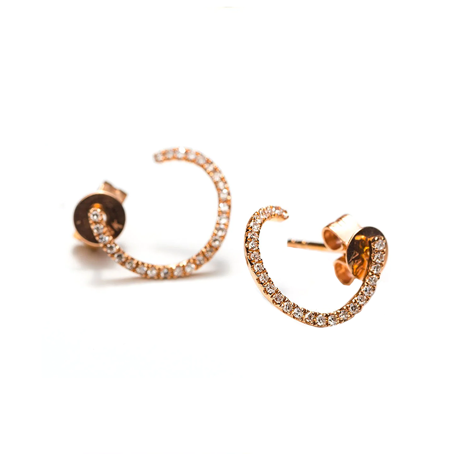 Diamond Spiral Studs in Rose Gold