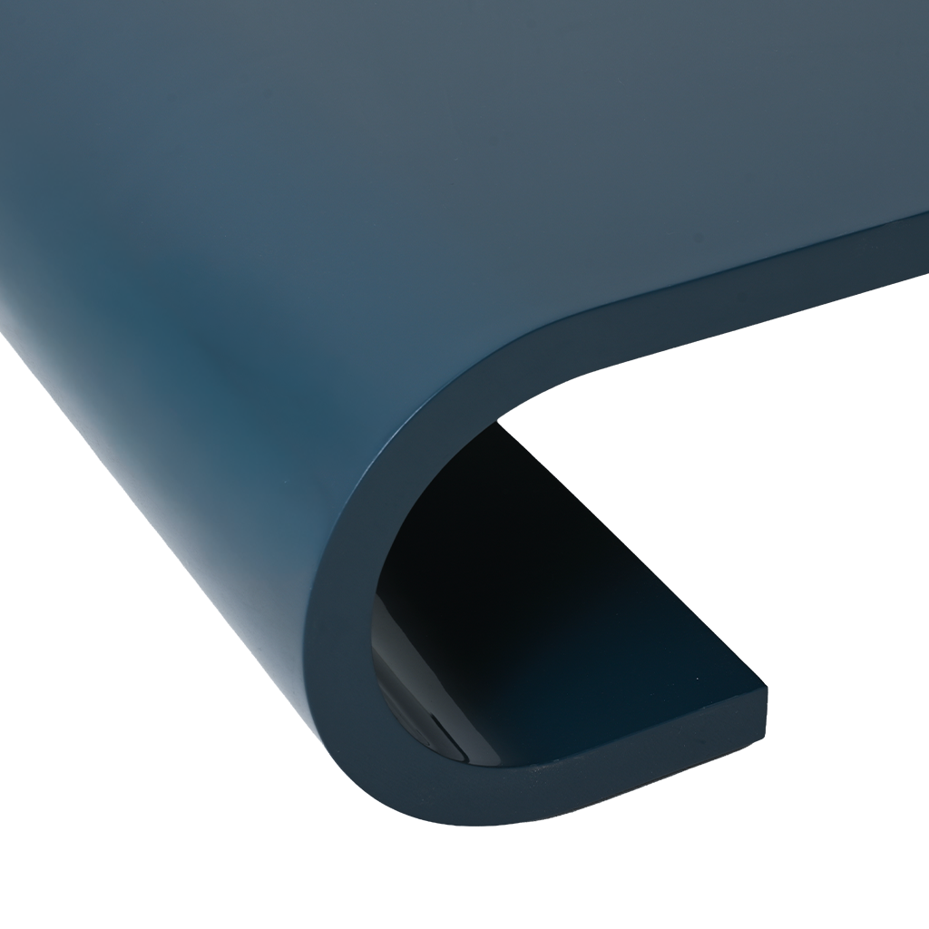 Close-up of a dark blue table on a white background