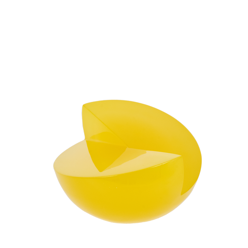 Round resin sculpture, yellow