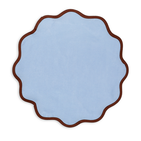 Sky placemat with maroon trim