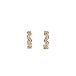 Squiggle gold hoops with diamonds