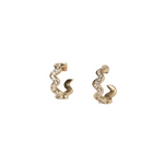 Squiggle gold hoops with diamonds