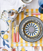 borboni napkin being used in place setting with matching tablecloth