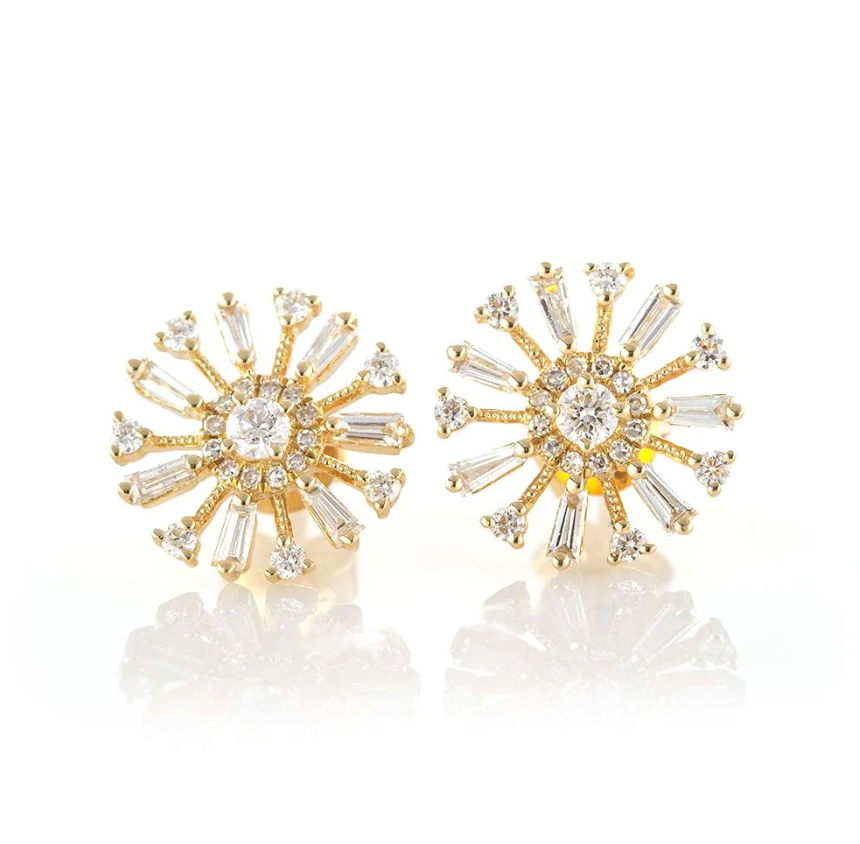 14k pinwheel studs with diamonds