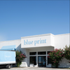 View of entrance at Blue Print Showroom with logo above the doors