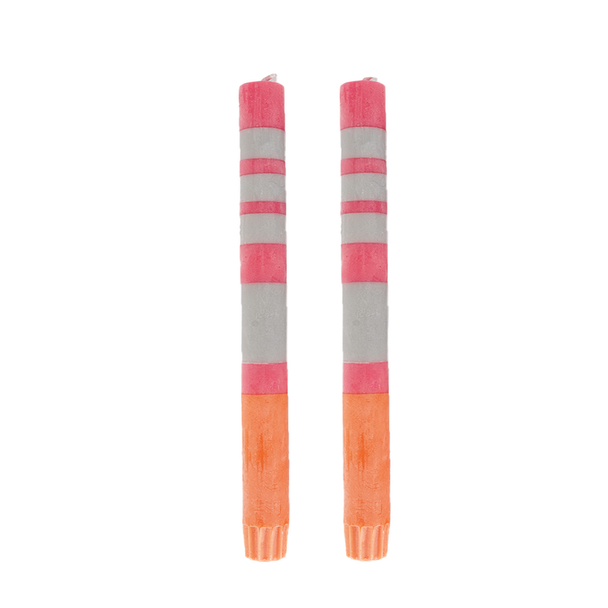 Sumo Stripe Taper Candles, Set of 2