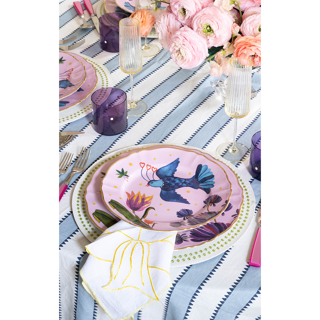 Apollo Blue Striped Tablecloth