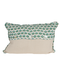 back of pillow with blue and green design