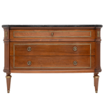 Wooden dresser with marble top on a white background
