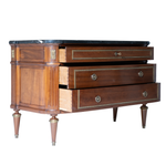 Wooden dresser with marble top on a white background