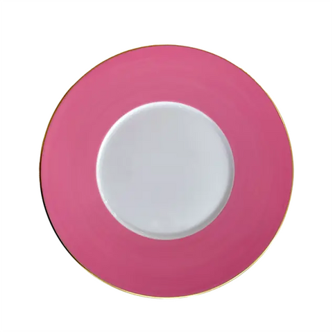 Lexington Dinner Plate, with pink border and gold trim