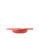 A small, shallow, wide-mouthed bowl with two handles, made from resin, shown against a solid white background.